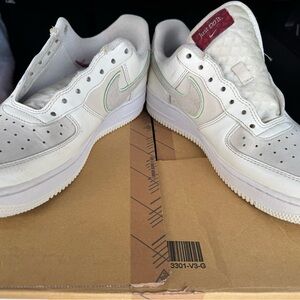 Nike White Sneakers with Green Trim